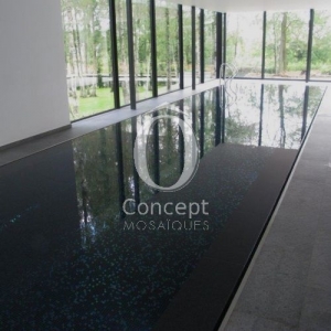 Black pool mosaic tiles